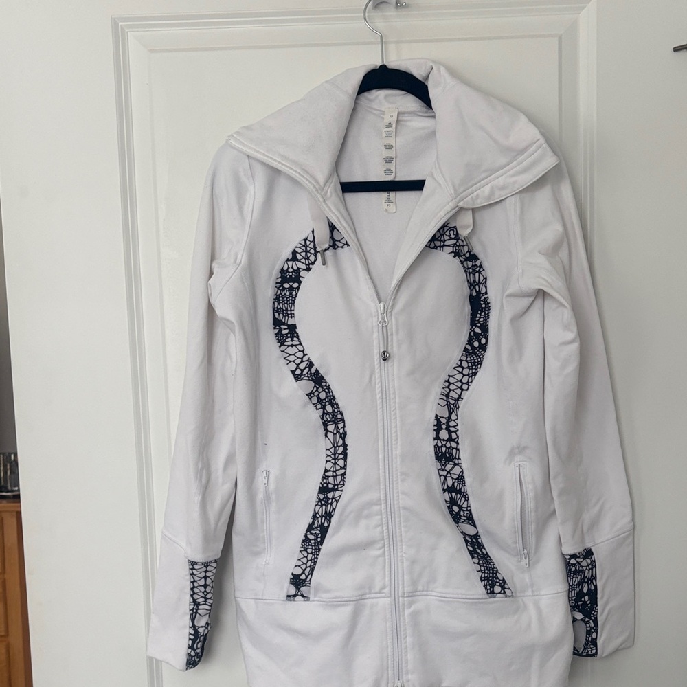 Lululemon Athletica White Hoodie with Black Accents